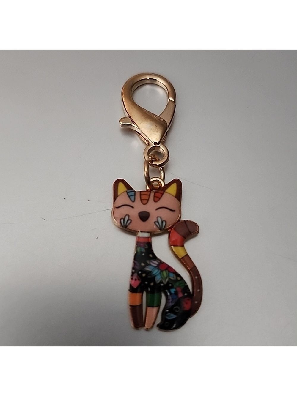 CAT  ZIPPER Pull purse charm Or Charm bracelet Lobster claw clip closure